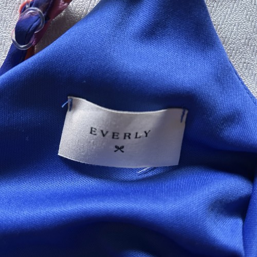 Everly Womens Size Small Racerback Shift Dress Blue Pink Floral Lined 34" length - Picture 5 of 14