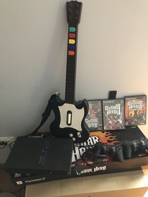 SONY Playstation2 PS2 Console - Guitar Hero Bundle - Guitar, Games, Memory Card