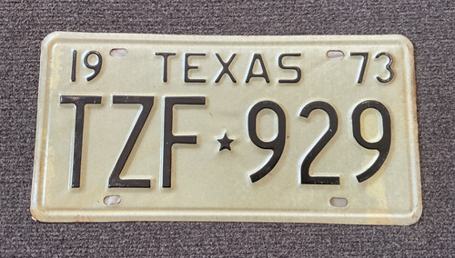 RARE 1973 TEXAS LICENSE PLATE ALL ORIGINAL NOS WITH PAPER ON BACK CHEVY FORD