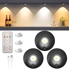 3x Dimmable LED Cabinet Light with Remote Control Battery Operated Wall Light UK