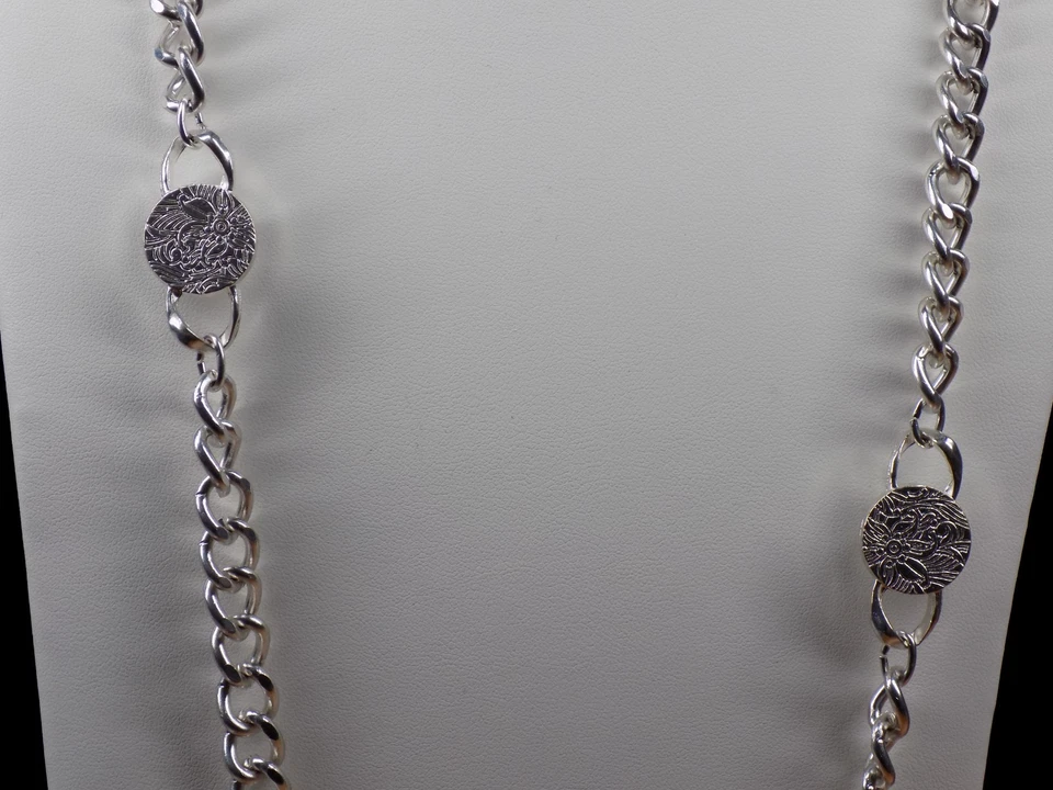 Collar Charter Club tono plata cadena gruesa cristales redondos transparentes 36" de largo Foto 4 de 4