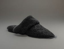 New COACH Sherpa FLAT Mule SLIPPER in SIGNATURE Suede Black,size 6