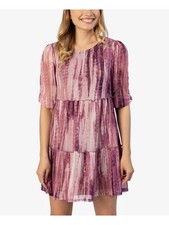 SPEECHLESS Womens Shift Mini Dress Burgundy Stretch Round Neck Juniors XS