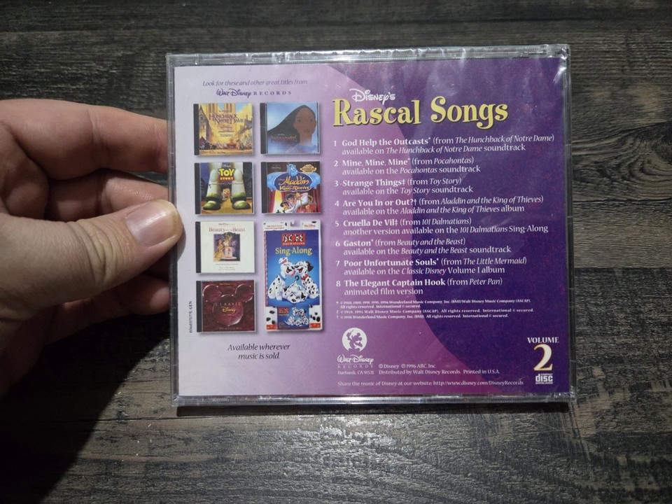 Disney's Rascal Songs Vol 2 CD Walt Disney Records 1990 Animated ...