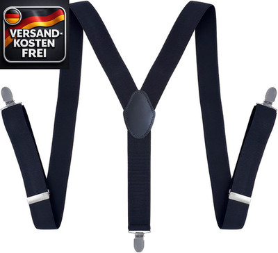 Hosenträger extra stark breit 3,5 cm mit 4 Metallclips elastisch, für Herren Dam