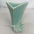Vintage McCoy USA Aqua Blue Arrowhead Leaf Vase 8" Art Deco Pottery MCM