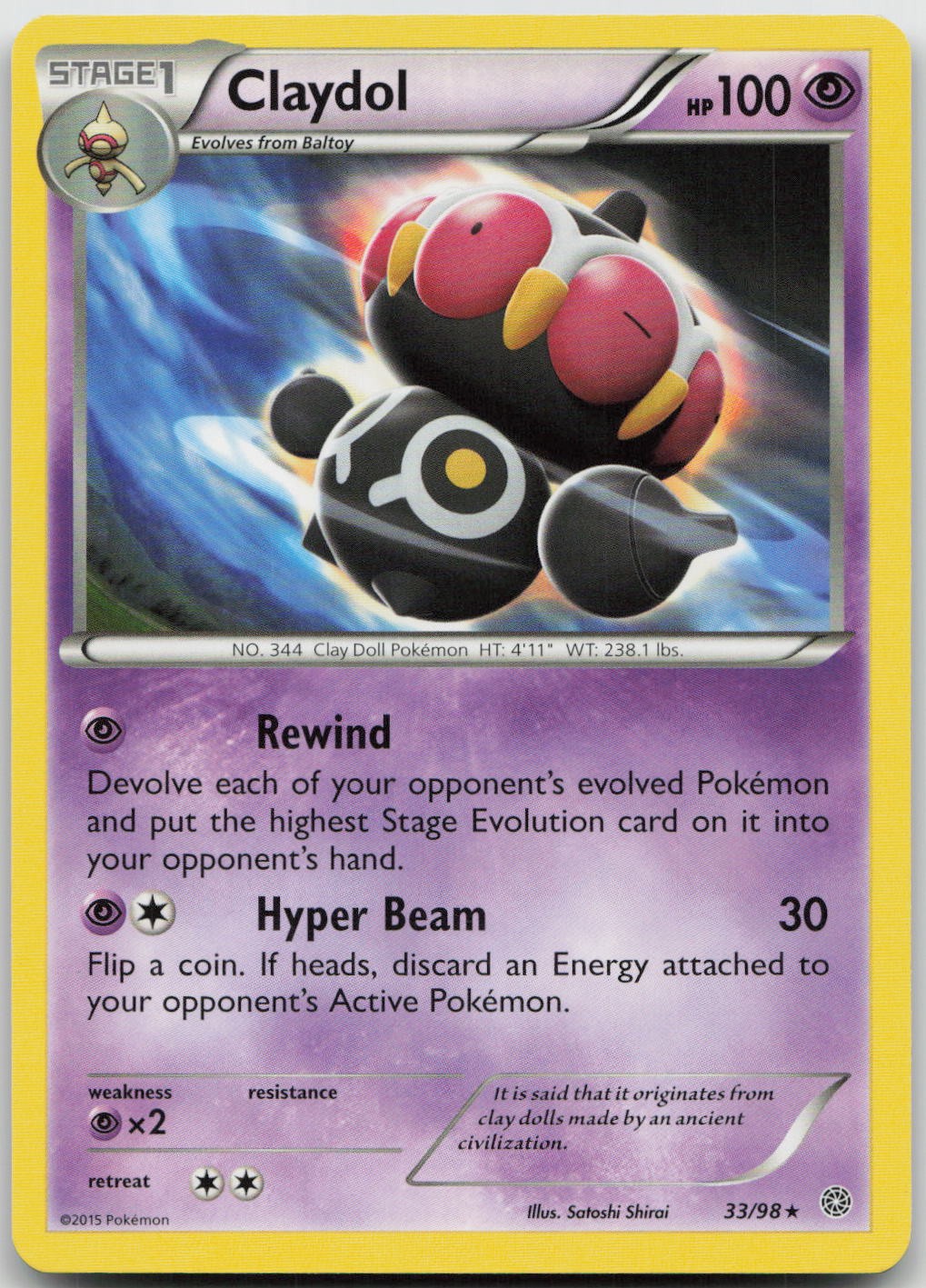Pokemon Claydol Rare 33/98 Ancient Origins LP Shirai