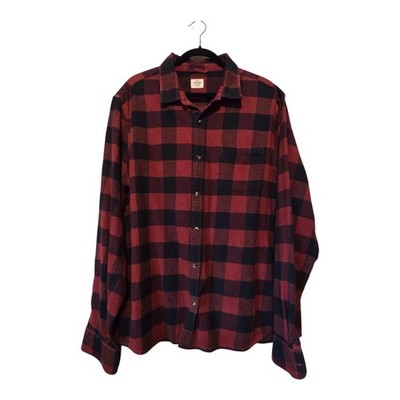 Marine Layer Plaid Flannel Shirt Mens XL Red Black Buffalo Outdoor Cabin Western