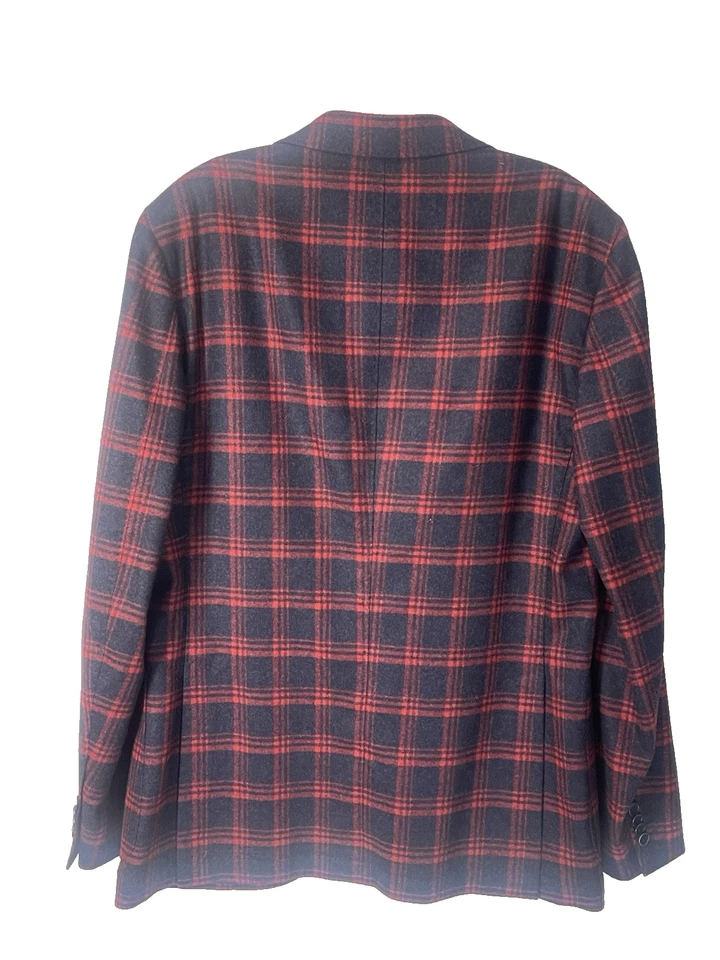 Cantarelli 100% Wool Plaid Blazer Men’s 40R Made in Italy Red Navy Jacket - Image 4 of 4