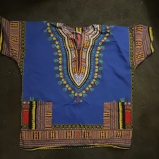 Blue Dashiki Shirt Traditional African Ethnic Pattern Unisex One Size