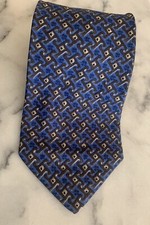 Geoffrey Beene 100% Silk Geometric Blue Black Yellow Tie Made In USA