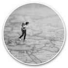 2 x Vinyl Stickers 30cm (bw) - Female Lone Traveller Map Hiking  #42867