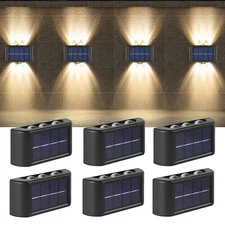 1-8x 6LED Solar Wall Lights Outdoor Garden Yard Fence Deck Front Door Decor Lamp