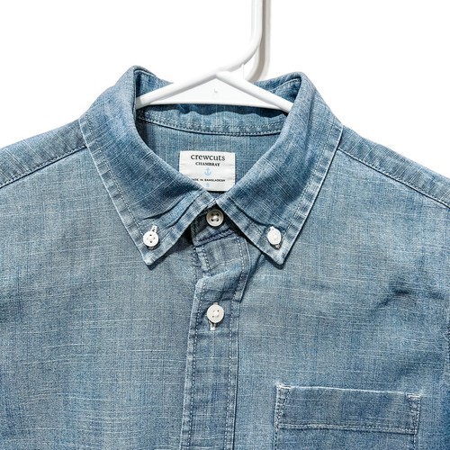 Crewcuts Boys Size 8 Chambray Button-down Shirt Long Sleeve 100% Cotton - Picture 5 of 9