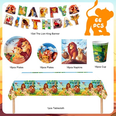 Lion King Party Dekorationen Simba Kinder Geburtstag Banner Teller Geschirrset
