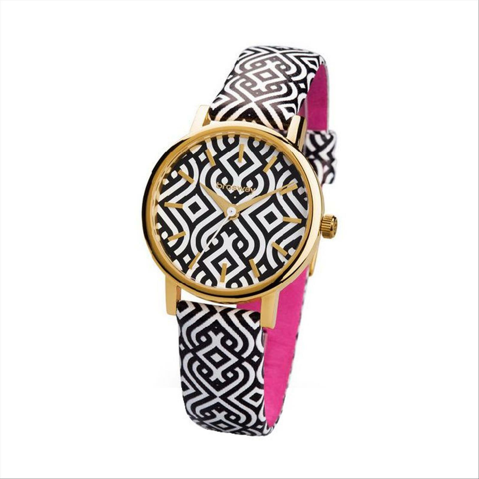 Orologio Solo Tempo Donna Brosway Gitana WGI01 Texture Bianca Nera Pelle