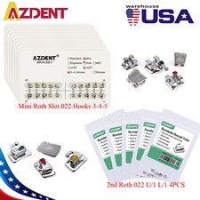 AZDENT Dental Orthodontic Brackets Braces Mini Roth 022 3-4-5 Hook Buccal Tube