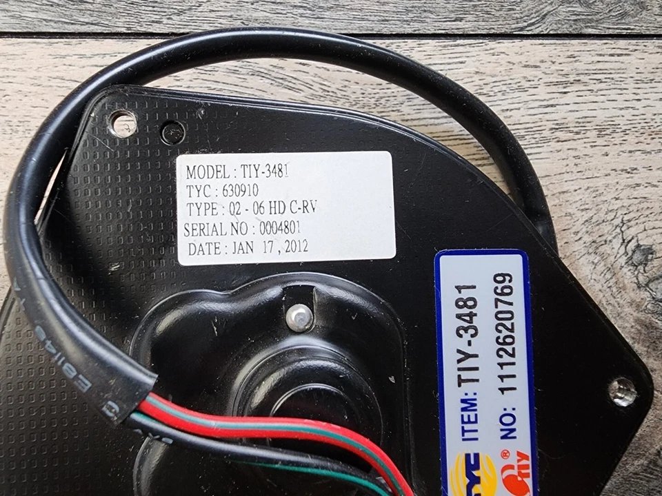 TYC 630910 38616-P3G-003 AC Condenser Fan Motor For 2008-2010 Honda Element NEW  - Image 4 of 4