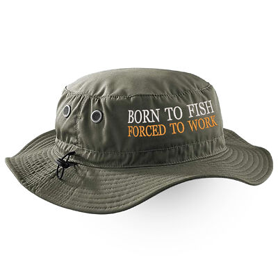 Fischerhut Born To Fish Cargo Zwangsarbeit Angeln Geschenk für ihn lustiges Geschenk Männer...