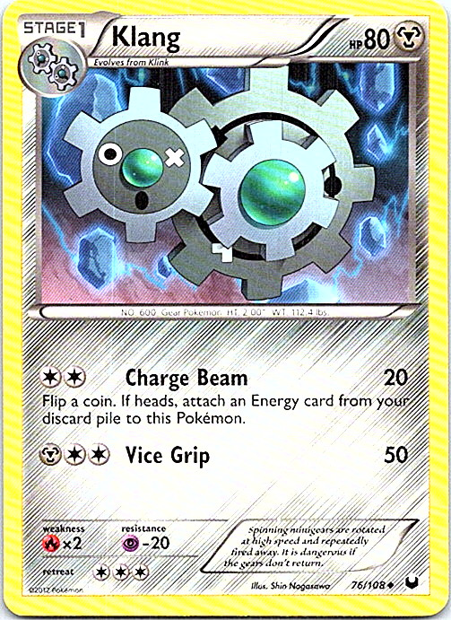 Klang 76/108 Pokemon Dark Explorers Regular Light Play