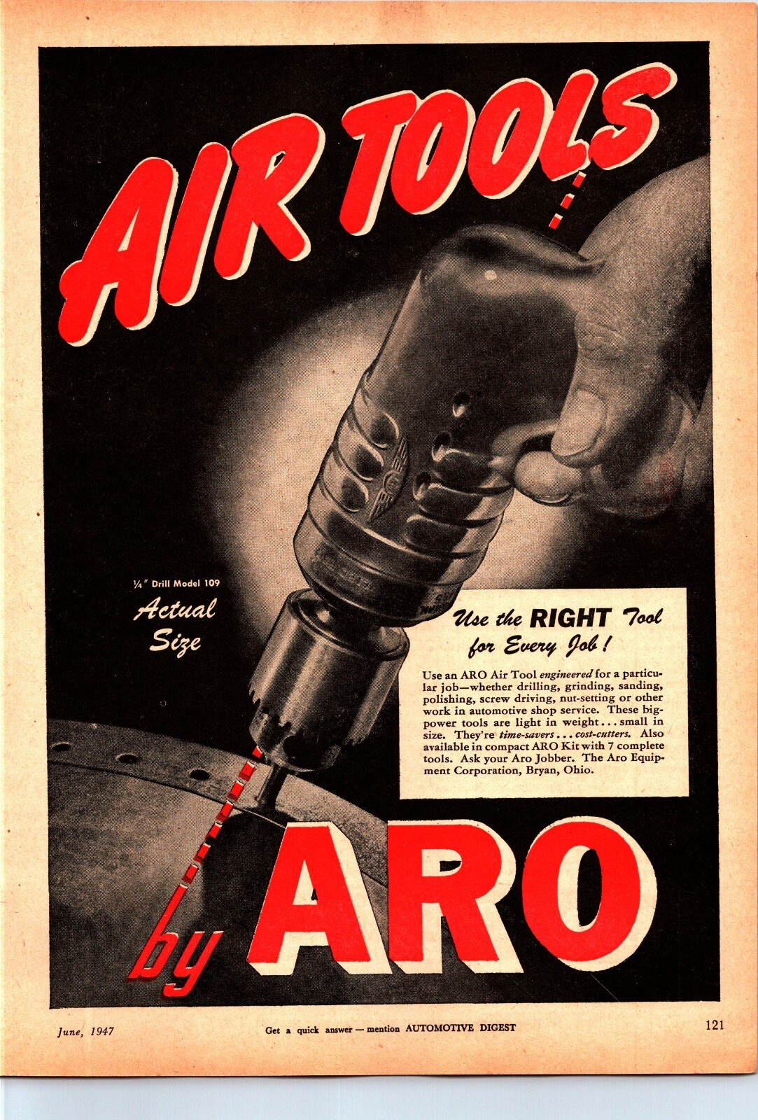 ARO Air Tools 1947 Vintage Print Ad Ephemera Wall Art Decor eBay