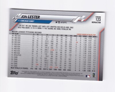 2020 Topps Chrome X-Fractors #123 Jon Lester Chicago Cubs | eBay
