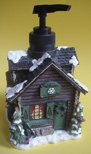 Soap Dispenser Cabin Bear Sled Skis Snow Cover Trees Welcome To Our Lodge-image