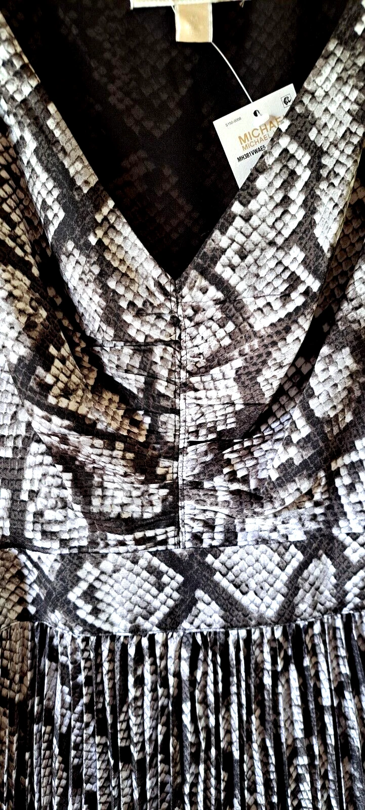 Abito Midi donna Michael Kors stampa pelle di serpente a pieghe medio nuovo con etichette