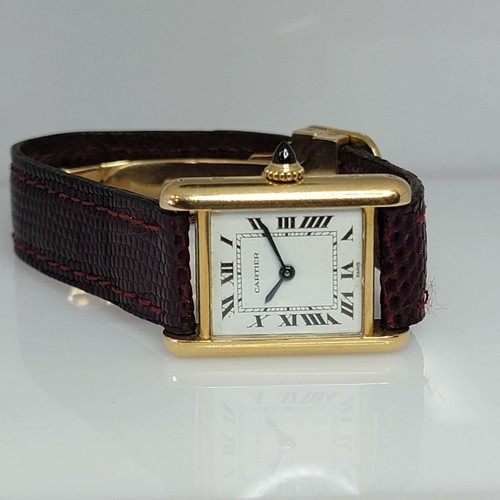 VINTAGE CARTIER TANK 18k ORO Parigi Wind Up Orologio Con Distribuzione  Fibbia Oro CTW8 | eBay