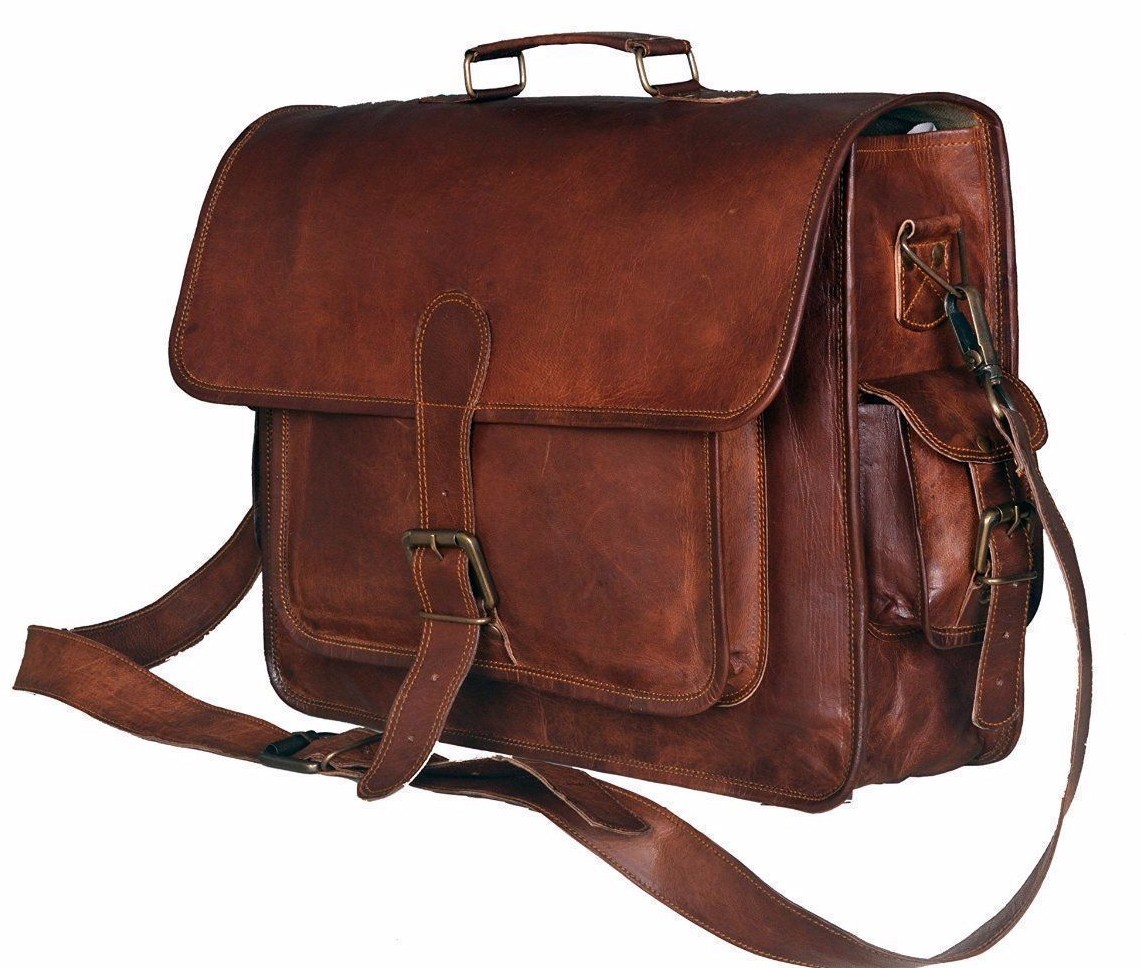 New Men's Leather Bag Business Messenger Laptop Shoulder Briefcase Brown office