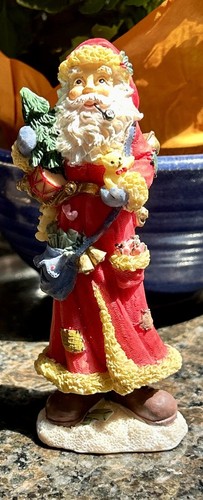 Hand Painted 5" Old World SANTA holding Toy Bag & Bells Figurine - Picture 10 of 11