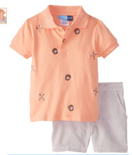 Good Lad Short Sleeve Polo and Seersucker Shorts Set Boys  NWT