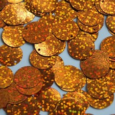 Round Sequin 20mm Top Hole Copper Orange Hologram Glitter Sparkle Made in USA