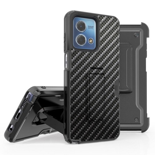 CARBON FIBER STAND Case Cover +Belt Clip For MOTOROLA G POWER 2023/G 5G 2023 NEW - Foto 1 di 2