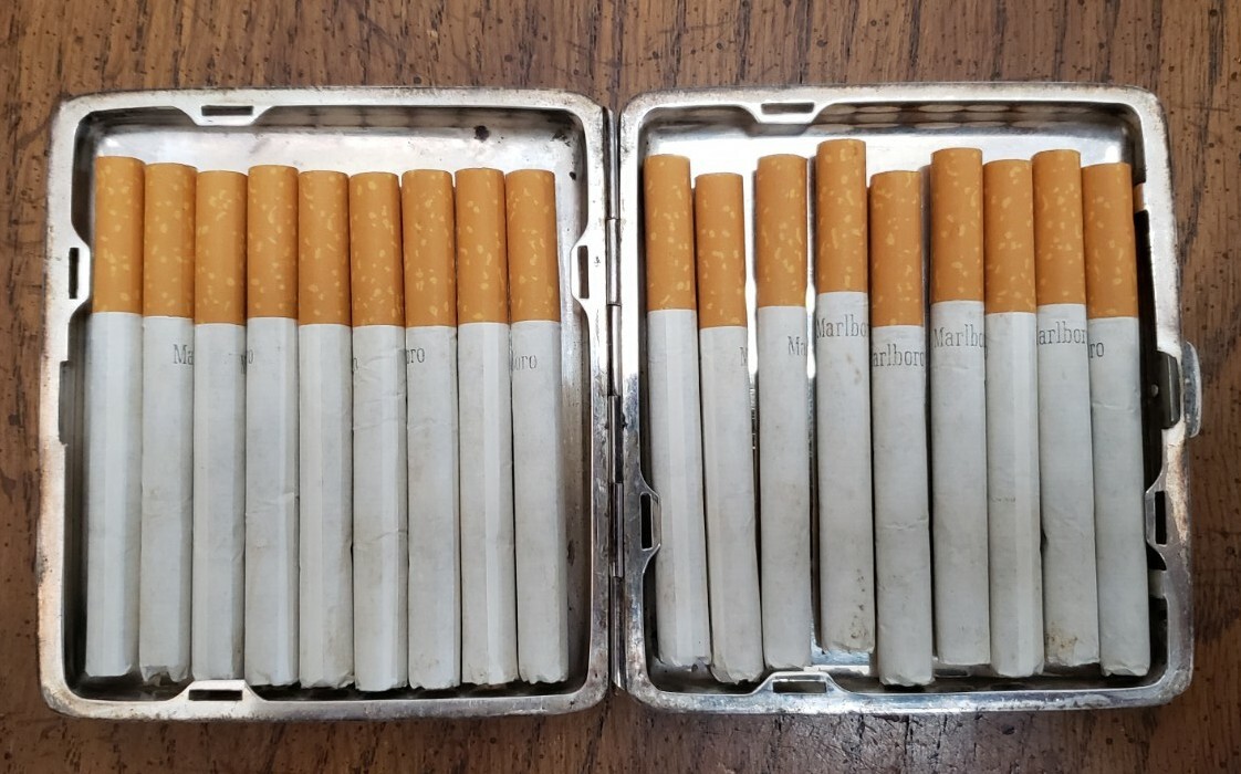 Sterling Silver .950 Cigarette Case Vintage Engraved Japanese