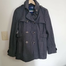 Green With Envy Gray Double Breasted Peacoat L