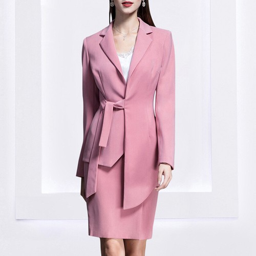 Tailleur completo gonna rosa giacca manica lunga pantalone slim elegante  4865 | eBay