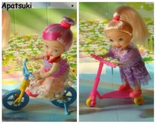 Image of Kids Toy Set Miniature 1/12 Dollhouse Toy Scooter Bicycle Mini For 11.5" Doll