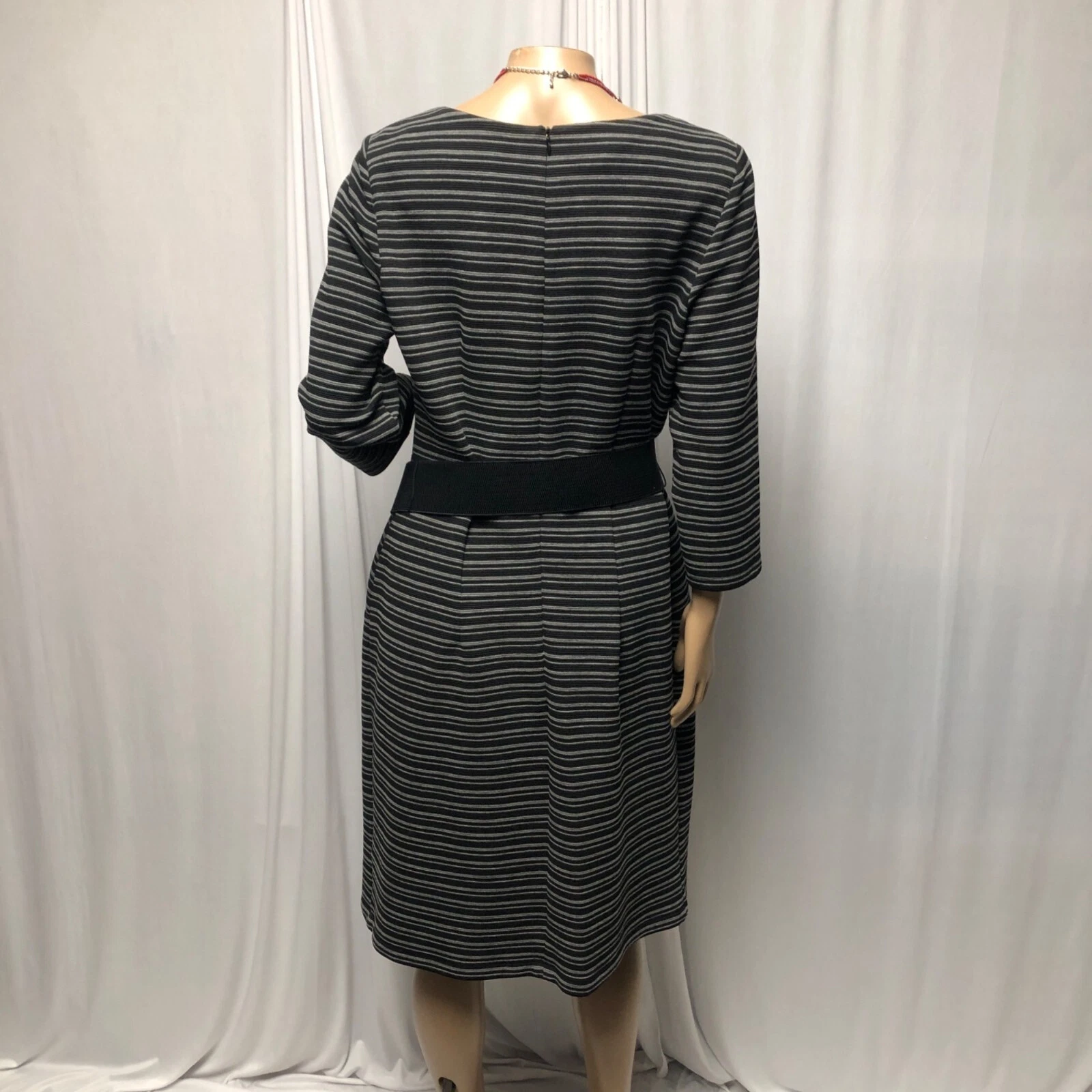 Abito Alyx Limited con cintura donna taglia 14 elasticizzato nero grigio tubino a righe