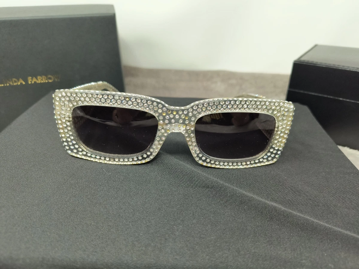Linda Farrow THE ATTICO Oversized Crystal Rectangular Sunglasses FLAWS - READ The Attico x Linda Farrow / Mini Marfa / Mustard – I Visionari main image 3