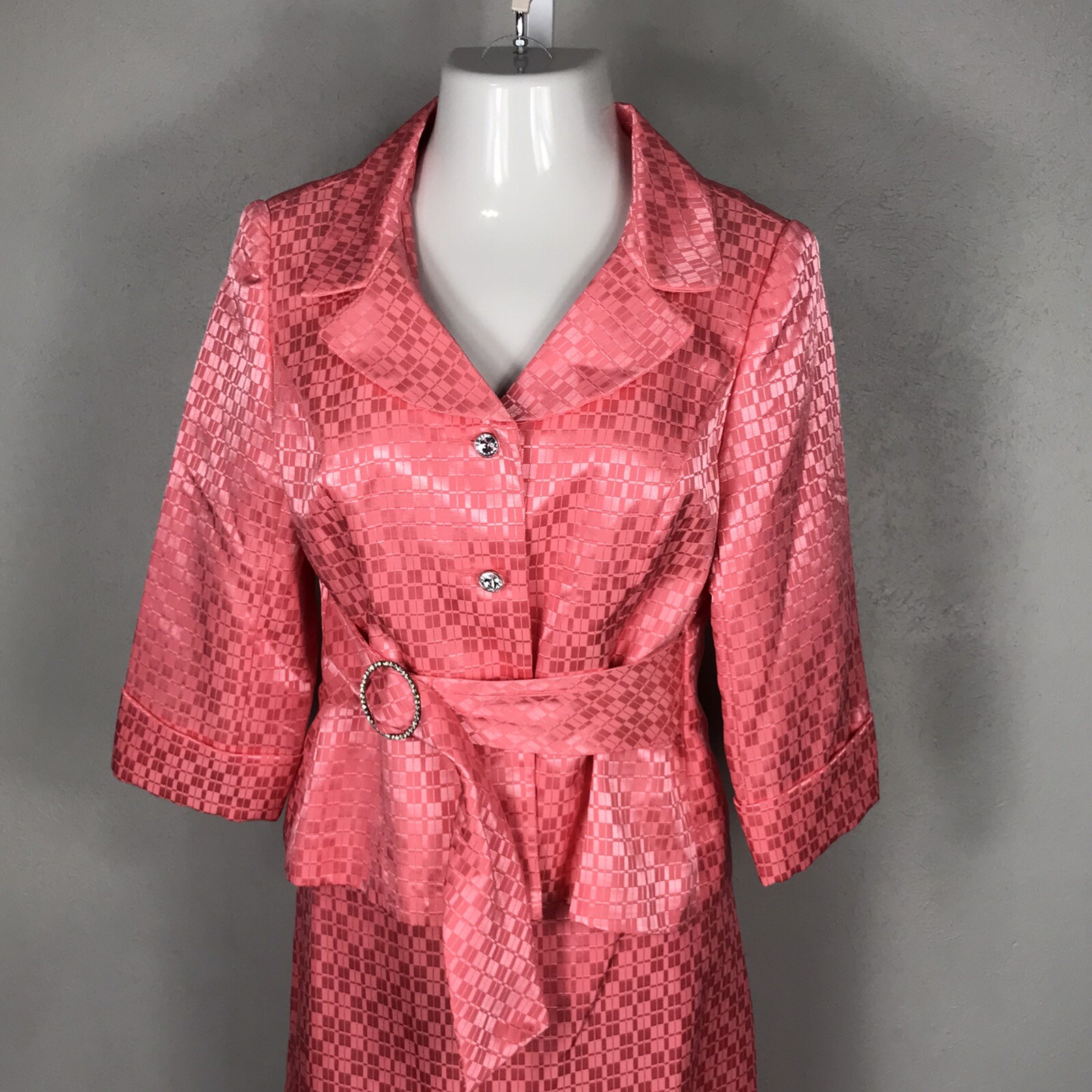 Nicolette Blazer & Skirt Classy Outfit Suit Set ~ Sz 12 ~ Coraly Pink ~ Lined
