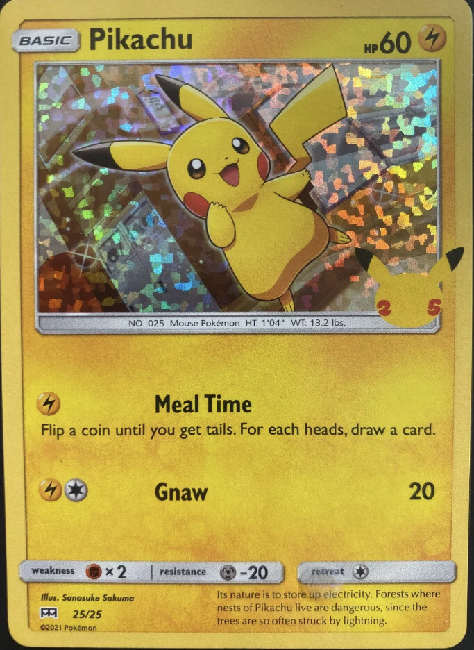 Pokemon Card PIKACHU Holo 25/25 25TH ANNIVERSARY MCDONALDS 2021