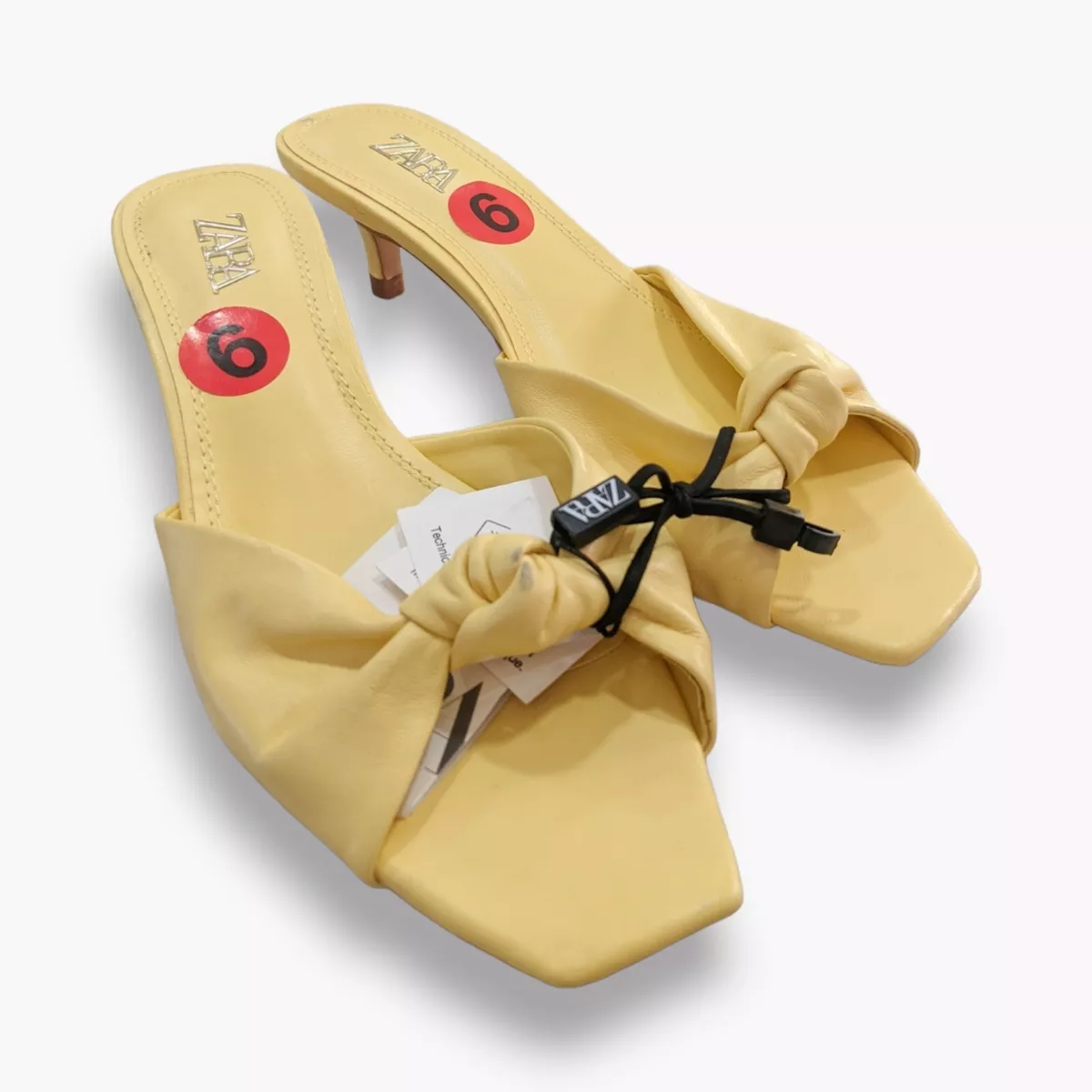 Zara Knotted Pastel Yellow Leather Sandals