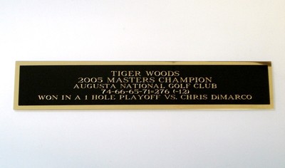 Tiger Woods 2005 Masters Champion Nameplate For A Framed Golf Scorecard 1.5 X 6''