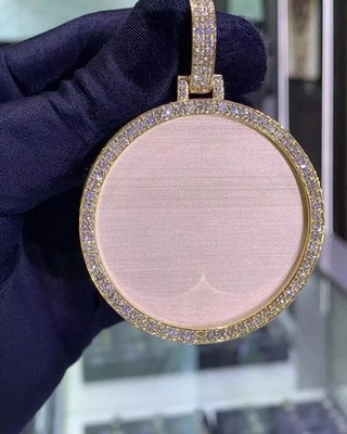 4Ct Round Cut REAL Moissanite Custom Photo Picture Pendant 14k Rose Gold Plated