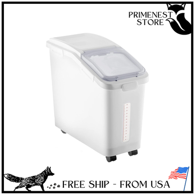 #ad Ingredient Storage Bin 11.4 Gallon Flour Rice Container with Wheels White $63.28