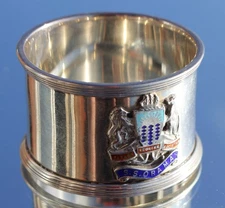 ORIENT LINE SS ORAMA SOLID SILVER & ENAMEL SOLD ONBOARD NAPKIN RING C-1937 #1