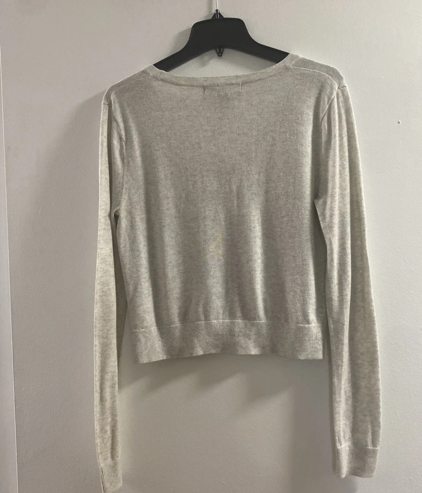 Cárdigan Forver 21 para mujer gris jaspeado talla L preppy universitario con logotipo arco iris Foto 2 de 4