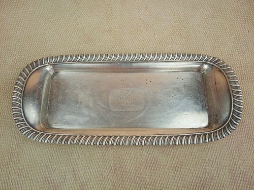 ⭐ Antique Regency Silver Plated Pen Snuffer Tray Engraved Dragon Crest c1820