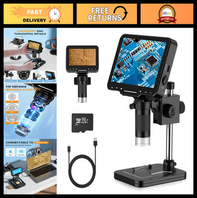 10MP LCD Digital Microscope 4.3'' HD Screen, 1-1000X Zoom, Wireless USB Camera